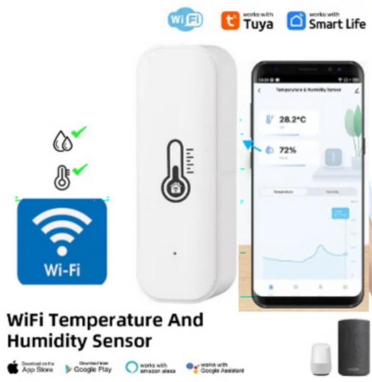 WiFi Thermometer Hygrometer Temperatuur Draadloos App TH06, Audio, Tv en Foto, Weerstations en Barometers, Nieuw, Ophalen of Verzenden
