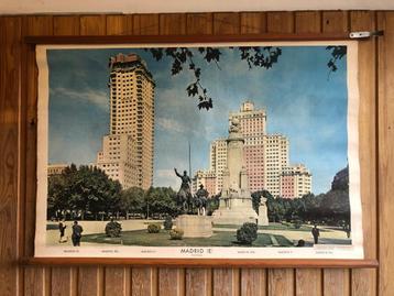 Vintage Schoolkaart "MADRID", Antiek en Kunst, Ophalen of Verzenden, Stad- en Dorpsgezichten