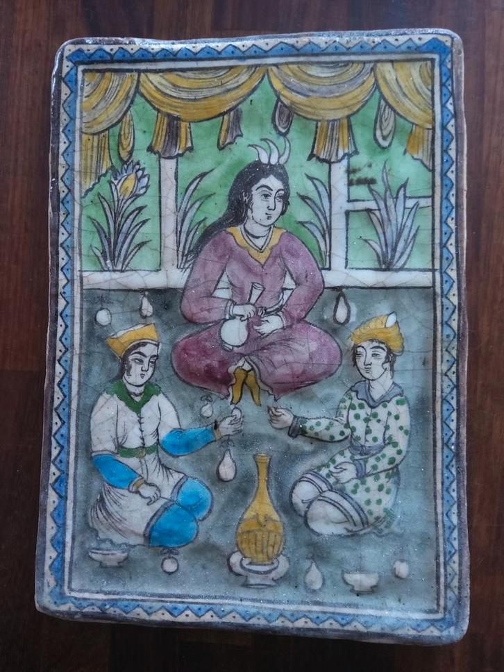PERZISCHE QAJAR GEGLAZUURDE KLEITEGEL, Antiek en Kunst, Antiek | Keramiek en Aardewerk, Ophalen