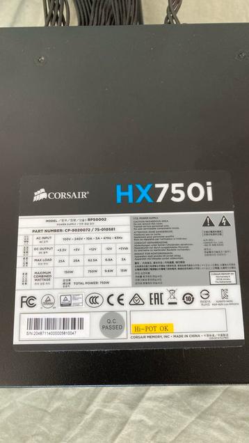 Corsair HX 750i Fully Modular PSU als Nieuw!!! beschikbaar voor biedingen