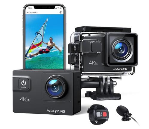 Nieuwe WOLFANG GA300 actiecamera (4K/60FPS, 24MP foto's) met, Audio, Tv en Foto, Actiecamera's, Nieuw, Overige merken, Ophalen of Verzenden