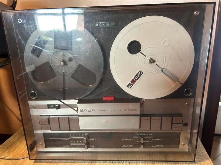 SABA HI FI  TG 554.  STEREO, Audio, Tv en Foto, Bandrecorder, Bandrecorder, Met stofkap, Ophalen