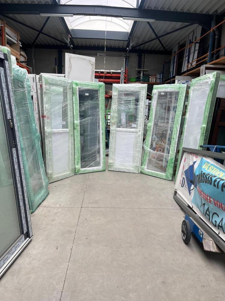 Witte PVC-deur, glas of half glas, inclusief handgreep, Doe-het-zelf en Bouw, Deuren en Vliegenramen, Nieuw, Glas, Hout, Kunststof