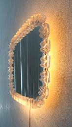 Vintage spiegel ijsglas verlicht acryl Honsel Leuchten 70's, Gebruikt, Ophalen of Verzenden, Minder dan 100 cm, Rechthoekig