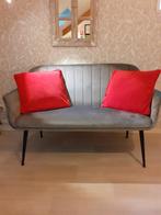 Design 2 zits grijze velours bank met afneembare poten, Ophalen, Minder dan 75 cm, Minder dan 150 cm, Stof