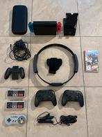 Nintendo Switch + Ring Fit + pro en retro controllers, Met games, Zo goed als nieuw, Met 3 controllers of meer, Ophalen