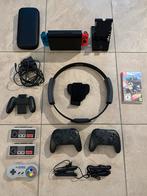 Nintendo Switch + Ring Fit + pro en retro controllers, Games en Spelcomputers, Met games, Zo goed als nieuw, Met 3 controllers of meer