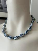 Perles porcelaine bleu blanc collier 45cm