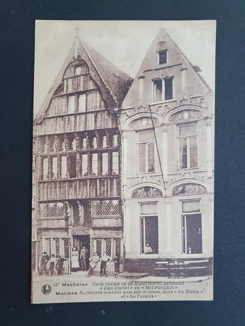 Mechelen Malines Oude huizen Den Duivel / Het Paradijs, Verzamelen, Postkaarten | België, Ongelopen, Antwerpen, 1920 tot 1940