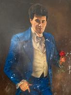 Groot 2x1m oud geschilderd paneel circus kermis foor, Antiek en Kunst, Ophalen