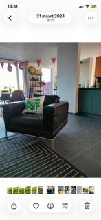 Zwart lederen design zetelset, Huis en Inrichting, Fauteuils, Ophalen, Zo goed als nieuw