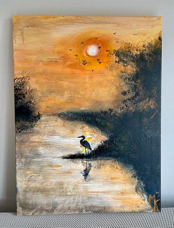 Schilderij met reiger door Mk Art beschikbaar voor biedingen