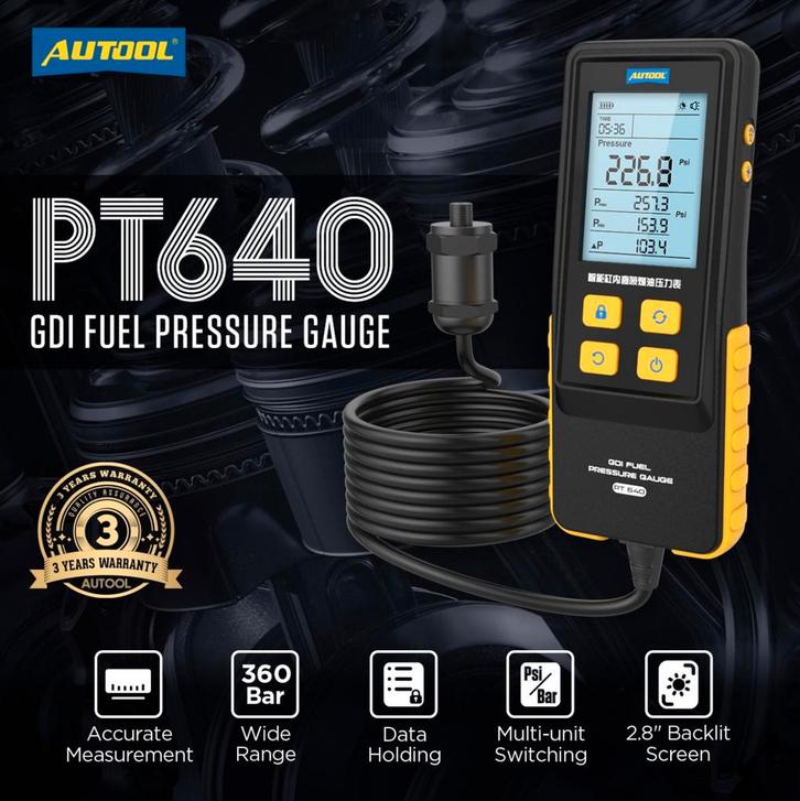 AUTOOL PT640 GDI Brandstofdrukmeter 0-360Bar Digitale, Autos : Divers, Outils de voiture, Neuf, Enlèvement ou Envoi