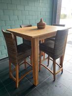 Cabana Loom Hoge tafel en 4 barkrukken, Huis en Inrichting, Tafels | Statafels, Ophalen, Zo goed als nieuw