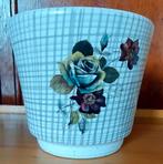 Vintage bloempot rozen en ruitjes, Tuin en Terras, Bloempotten, Ophalen of Verzenden