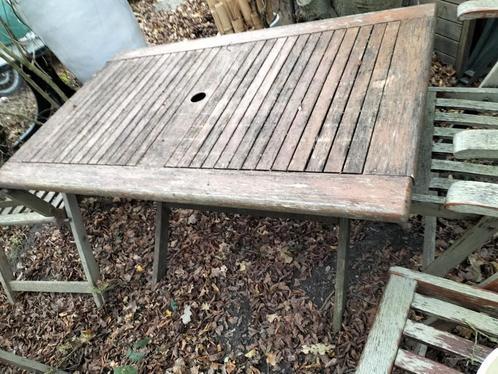 Teak houten tuinset volledig inklapbaar, Tuin en Terras, Tuintafels, Zo goed als nieuw, Ophalen