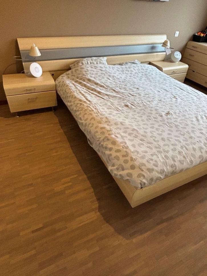 Slaapkamer compleet met bed 160 x 210 cm, blank beuk kleur, Huis en Inrichting, Slaapkamer | Complete slaapkamers, Gebruikt, Tweepersoons