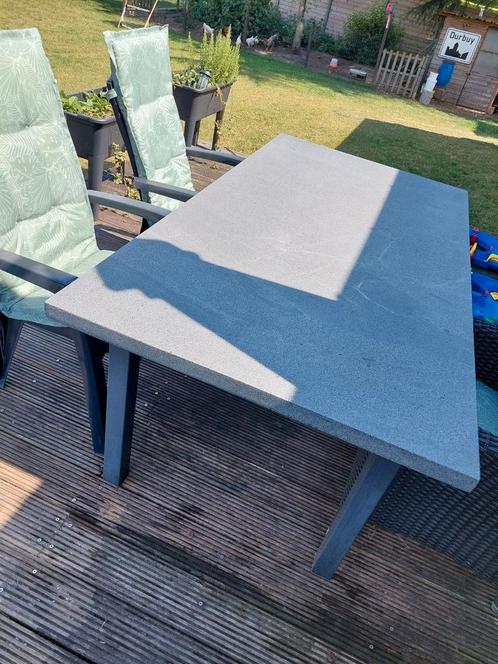 Granieten tuintafel, Tuin en Terras, Tuinschermen, Gebruikt, Ophalen