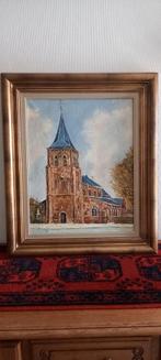 Prachtig geschilderde kerk in gouden kader, Antiek en Kunst, Ophalen