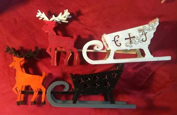 rendieren met slee . Set van 2 samen, Divers, Noël, Enlèvement ou Envoi