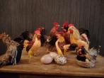 Collection vintage de poules/coqs avec de vraies plumes, Envoi
