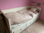 eenpersoonsbed (80x200 cm) met 2 matrassen, Huis en Inrichting, Slaapkamer | Bedden, Ophalen, Eenpersoons, Wit, Zo goed als nieuw