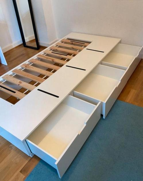 Lit 1 personne Nordli Ikea 90x200cm 3 tiroirs, Maison & Meubles, Chambre à coucher | Lits, Une personne, Enlèvement ou Envoi