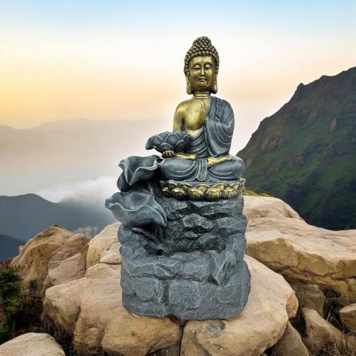 Boeddha fontein 55cm, Tuin en Terras, Waterpartijen en Fonteinen, Nieuw, Fontein, Kunststof, Ophalen of Verzenden