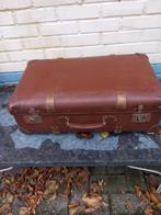 Vintage bruine leren koffer, valies, 50 à 60 cm, Utilisé, Cuir, Enlèvement ou Envoi