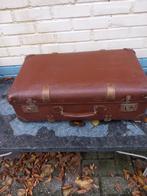 Vintage bruine leren koffer, valies, 50 à 60 cm, Utilisé, Cuir, Enlèvement ou Envoi