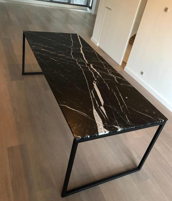 Marmeren eettafel, Huis en Inrichting, Tafels | Eettafels, Gebruikt, 50 tot 100 cm, 200 cm of meer, Vijf personen of meer, Rechthoekig
