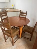 Vintage uitschuifbare ronde tafel (stoelen gratis mogelijk), Ophalen, Gebruikt, 100 tot 150 cm, 50 tot 100 cm