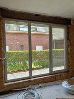 3-delig raam meranti met rolluik, Doe-het-zelf en Bouw, Raamkozijnen en Schuifdeuren, Ophalen, Gebruikt, 225 cm of meer, Inclusief glas
