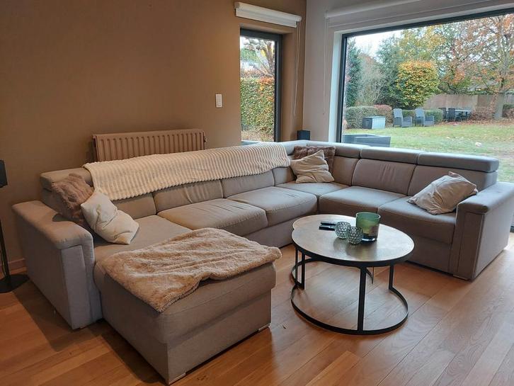 U salon te koop licht grijs 3m op 1m80 long chair en 2m20, Huis en Inrichting, Zetels | Complete zithoeken, Ophalen