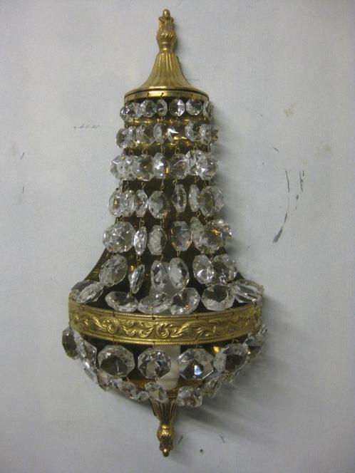 Vintage - Bronzen wandgarnituren met kristallen., Antiek en Kunst, Antiek | Verlichting, Ophalen of Verzenden