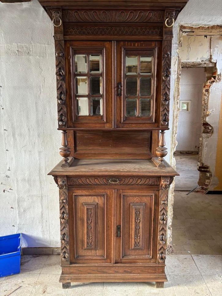 2 buffetkasten + uitschuifbare tafel in massief hout, Huis en Inrichting, Kasten | Buffetkasten, Gebruikt, 200 cm of meer, 100 tot 150 cm