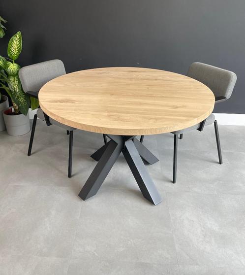 Eiken Tafels ROND - Massief Eiken - Met Matrix Poot - NIEUW, Huis en Inrichting, Tafels | Eettafels, Nieuw, Rond, Eikenhout, Ophalen of Verzenden