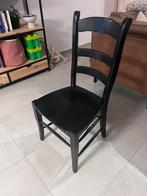 6 zwarte houten eetkamerstoelen in gebruikte staat, Huis en Inrichting, Stoelen, Ophalen, Gebruikt, Zwart, Vijf, Zes of meer stoelen