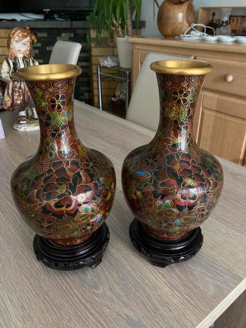 Prachtige vintage cloisonne vazen uit 1970, Antiek en Kunst, Antiek | Vazen, Ophalen of Verzenden