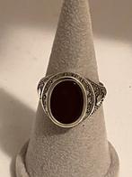 Prachtige zilveren ring met carneool maat 19, Femme ou Homme, Avec pierre précieuse, Argent, Rouge