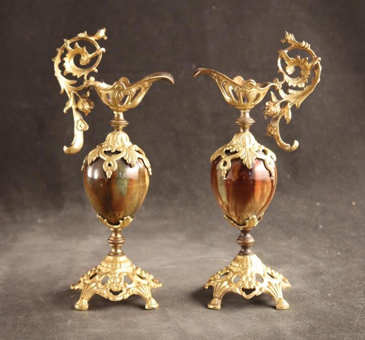 Paar antieke siervaasjes, Antiek en Kunst, Antiek | Woonaccessoires, Ophalen of Verzenden