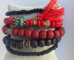 ensemble de bracelets en perles -5 pièces rouge/noir-nouveau, Perle, Enlèvement ou Envoi, Neuf