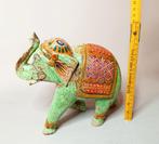 Beeld Hout beschilderde olifant, Verzenden, Gebruikt
