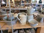 Brocante klassieke oude zinken emmers en gieters, Antiek en Kunst, Ophalen of Verzenden