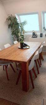 Tafel in gerecycleerd teakhout + 6 stoelen, Maison & Meubles, Tables | Tables à manger, Rectangulaire, Teck, 50 à 100 cm, Enlèvement