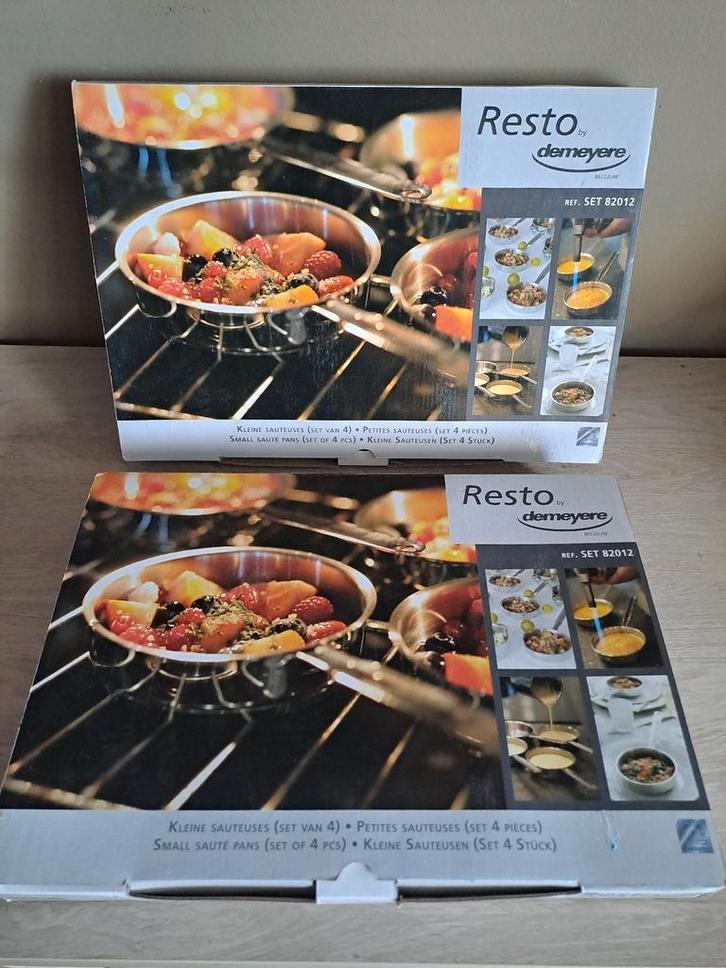 Resto Demeyere SET 82012 kleine sauteuses 2 sets van 4 nieuw, Huis en Inrichting, Keuken | Potten en Pannen, Nieuw, Ophalen