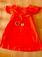 Robe orange tendance + bijoux en or martelé, Comme neuf, Taille 38/40 (M), Envoi, Au-dessus du genou