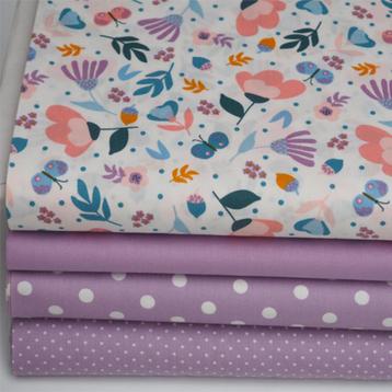 6205) 140x50cm katoen lilas points / fleurs / uni