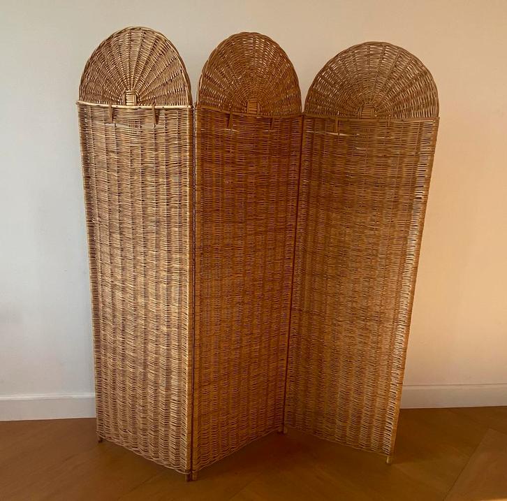 Kamerscherm/paravent uit rotan, handgemaakt in Marokko, Huis en Inrichting, Woonaccessoires | Kamerschermen, Zo goed als nieuw