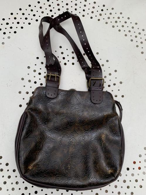 Giada sac à main cuir marron martelé 32 x 27cm, Bijoux, Sacs & Beauté, Sacs | Sacs Femme, Utilisé, Sac à main, Brun, Envoi